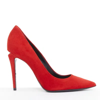 Alexander Wang Tia Suede Cutout Heel Point Pumps In Red