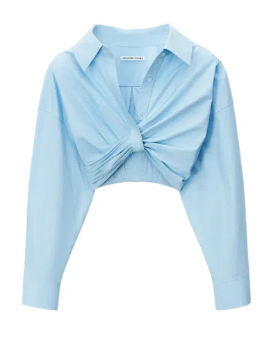 Alexander Wang Tie-knot Long-sleeve Shirt In Blue
