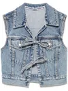 Alexander Wang Blue Clear Bead Hotfix Denim Vest In Blue