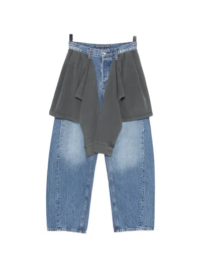 Alexander Wang Tied-t-shirt Jeans In Blue