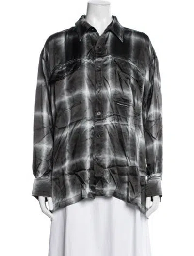 Pre-owned Alexander Wang Tie-dye Print Long Sleeve Button-up Top In Black