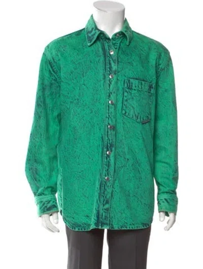 Pre-owned Alexander Wang Tie-dye Print Long Sleeve Denim Shirt In Green