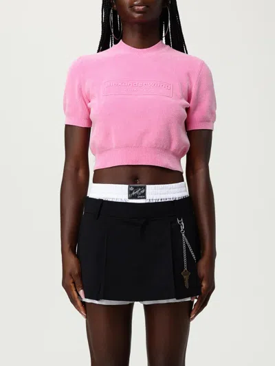 Alexander Wang Women Chenille Pullover In Cotton Blend With Logo In Pink