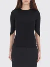 Alexander Wang Drape Back Long Sleeve Top In Matte Jersey In Black