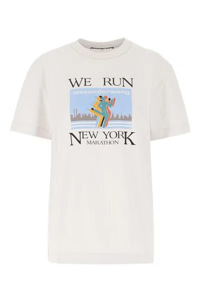 Alexander Wang Chalk Cotton Oversize T-shirt In Gunsmoke