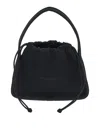 Alexander Wang Ribbed Texture Round Small Bag With Drawstring Closure In Black