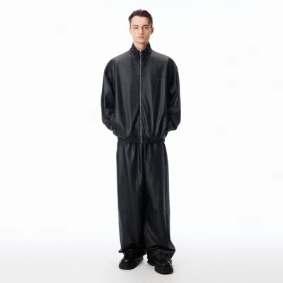 Alexander Wang Track Jacket In Bonded Leather In Black