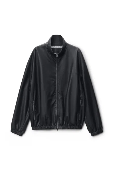 Alexander Wang Track Jacket In Bonded Leather In Black