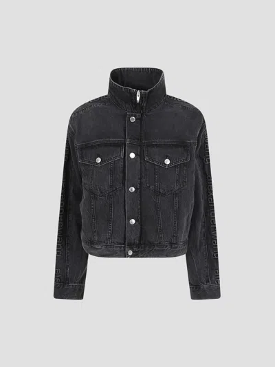 Alexander Wang Track Jacket With Embossed Logo In Grey Aged