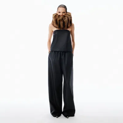 Alexander Wang Track Pant Paper In Leather Mid-rise In Black