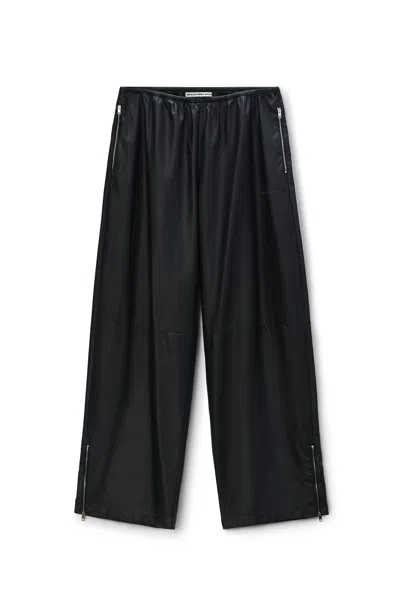 Alexander Wang Track Pant Paper In Leather Mid-rise In Black