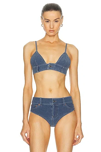 Alexander Wang Trompe Loeil Denim Bra Top In Blue