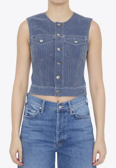 ALEXANDER WANG TROMPE-L'OEIL DENIM CROPPED VEST