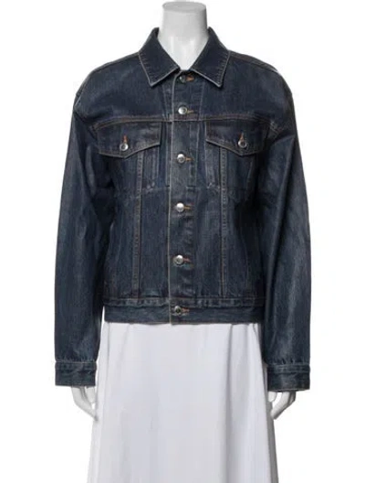 Pre-owned Alexander Wang Trompe L'oeil Denim Faux Leather Jacket Faux Leather Denim Jacket In Blue