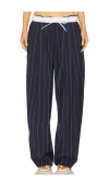 Alexander Wang Trouser Turned Down Waistband In Navy & Grey