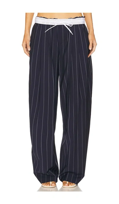 Alexander Wang Trouser Turned Down Waistband In Navy & Grey