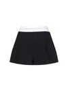 Alexander Wang High Waisted Pleated Short With Logo Elastic Clothing In Black