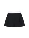 Alexander Wang High Waisted Pleated Short With Logo Elastic Clothing In Black