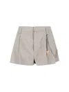 Alexander Wang Pleated Chain-embellished Shorts In Neutral