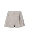 Alexander Wang Pleated Chain-embellished Shorts In Neutral