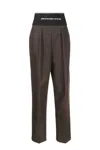 Alexander Wang Wide-leg Trousers With Elasticated Waistband In Marrone