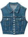 Alexander Wang Shrunken Trucker Vest In Denim In Blue