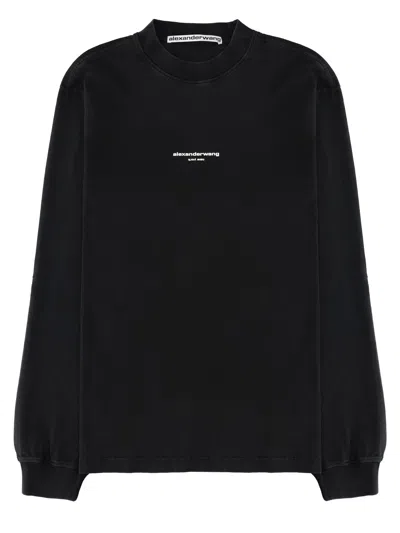 Alexander Wang T-shirt A Manica Lunga Con Logo In Black