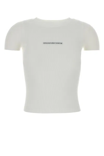 Alexander Wang White Stretch Nylon T-shirt In Multi