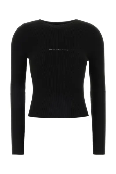Alexander Wang Black Stretch Nylon T-shirt In Multi