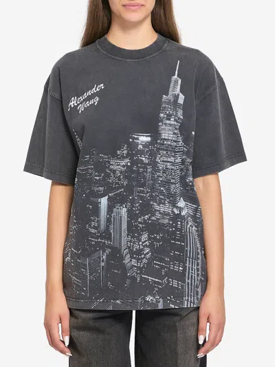 Alexander Wang T-shirt With Rhinestones In Black