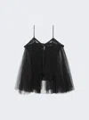Alexander Wang Lace-embroidered Charmeuse Tunic Top In Black