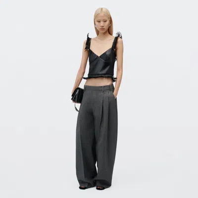 Alexander Wang Tweed Mid-rise Creased Pant In Charcoal