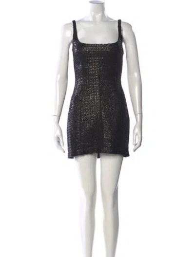 Pre-owned Alexander Wang Tweed Pattern Mini Dress In Black