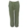 Alexander Wang Twill Panelled Back Pockets Ruched Hem Safari Pants In Green