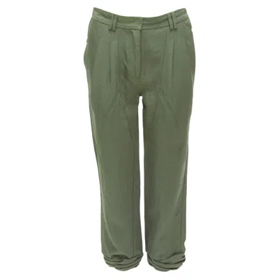 Alexander Wang Twill Panelled Back Pockets Ruched Hem Safari Pants In Green