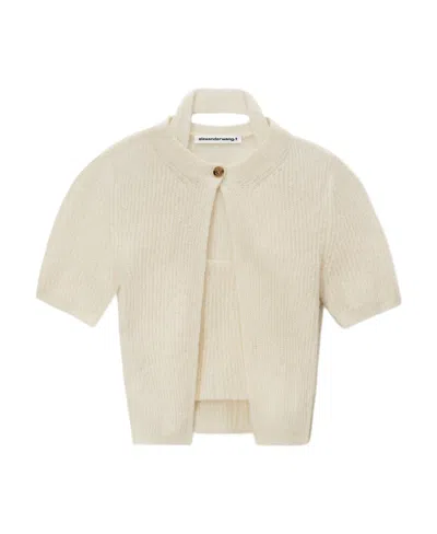 Alexander Wang Twinset Hybrid Halter Cardigan In Nude