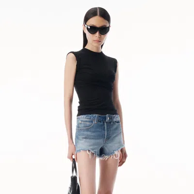 Alexander Wang Twisted Bust Layered Tank In Black
