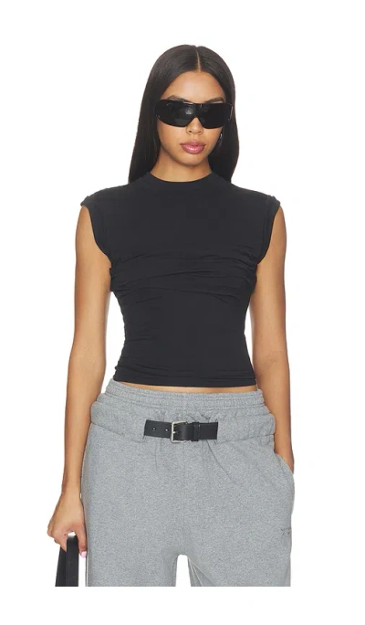 Alexander Wang Twisted Bust Layered Tank In Black