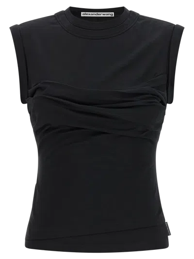 Alexander Wang Twisted Bust Layered Tank Top In Black
