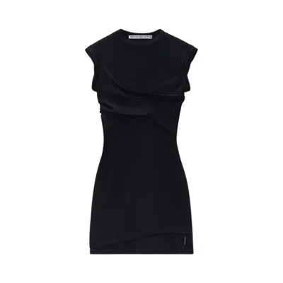 Pre-owned Alexander Wang Twisted Bust Mini Layered Sleeveless Dress 'black' | Women's Size Xs