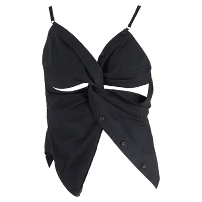 Alexander Wang Twisted Button Detail Tank Top In Black Cotton