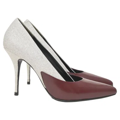 Alexander Wang Two-tone High Heel Pumps In Cream And Burgundy Leather In White