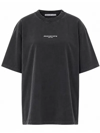 Alexander Wang Unisex Cotton T-shirt With Stretch Trim In Black