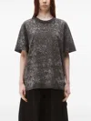 Alexander Wang Embossed-logo Paint-splatter T-shirt In 099 Steel Grey