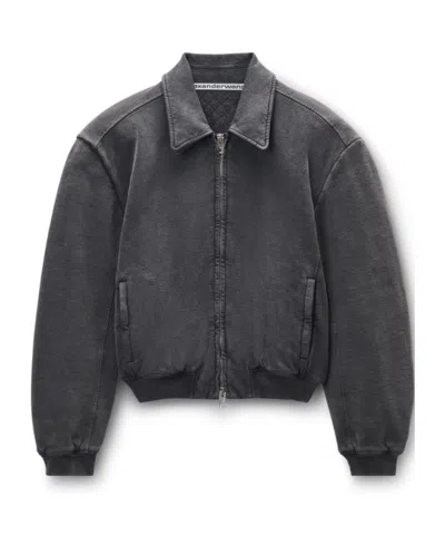 Alexander Wang Unisex Grey Organic Terry Moto Jacket In Gray