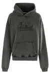 Alexander Wang Felpa In Cotone Con Cappuccio E Stampa In A Washed Charcoal
