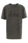Alexander Wang Distressed Skyline Graphic Print T-shirt In A Washed Charcoal
