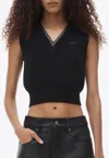 Alexander Wang V-neck Knit Cropped Vest In Black