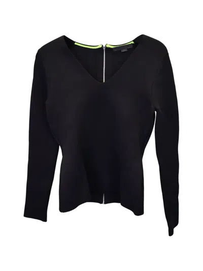 Pre-owned Alexander Wang V-neck Long-sleeve Top In Black