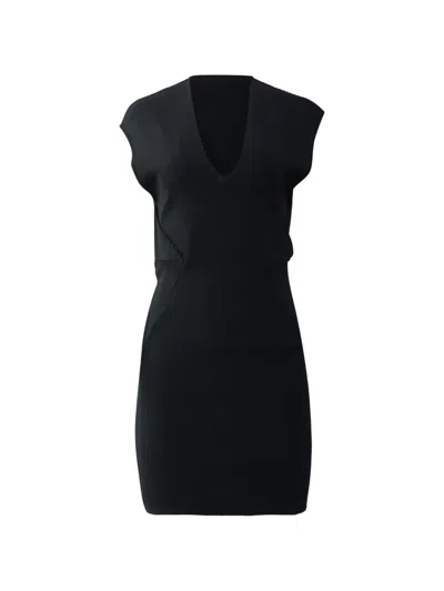 Pre-owned Alexander Wang V-neck Mini Dress In Black